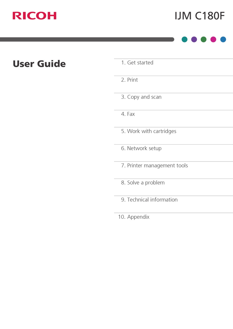 RICOH IJM C180F USER MANUAL Pdf Download | ManualsLib