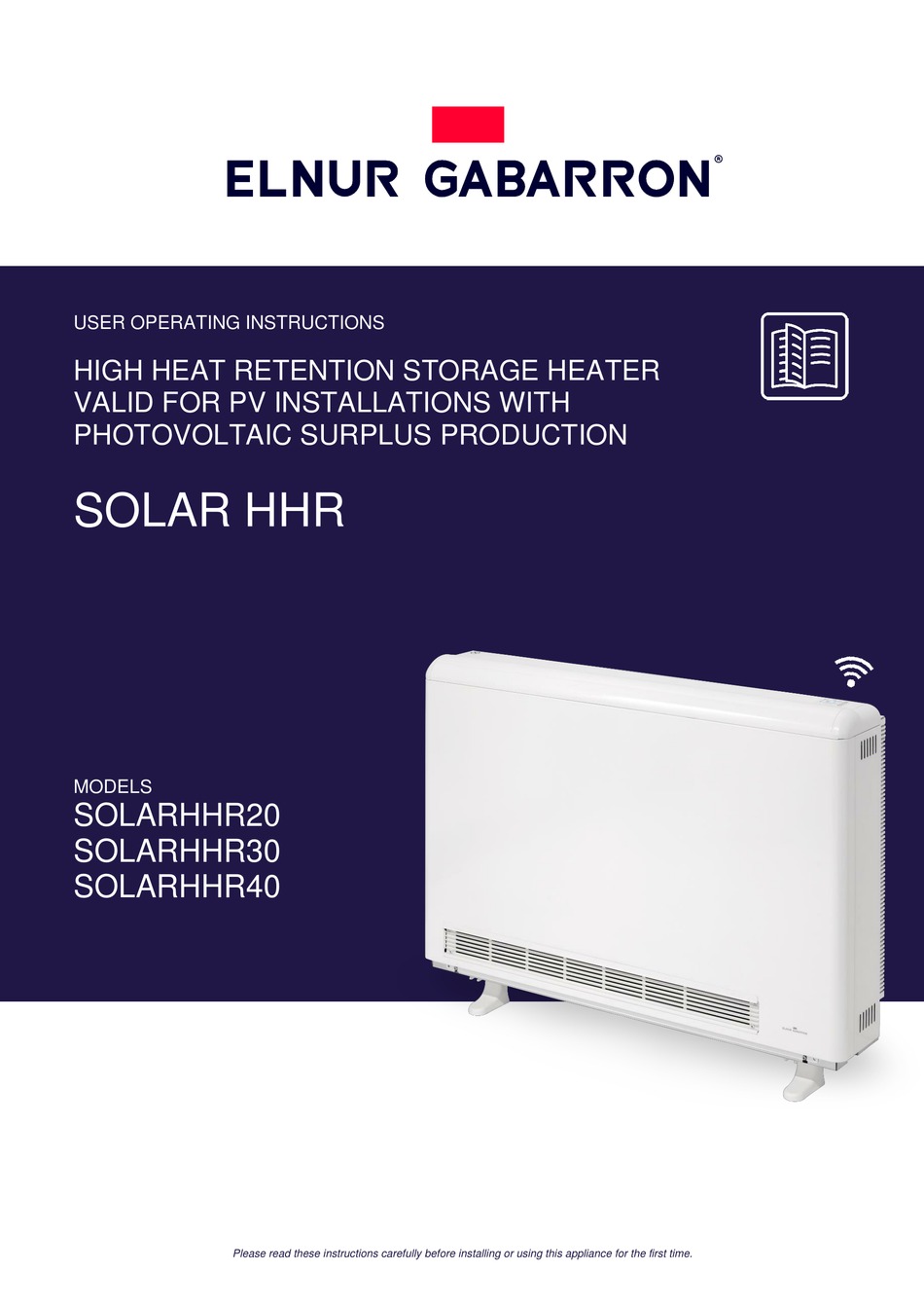 ELNUR GABARRON SOLARHHR20 USER OPERATING INSTRUCTIONS MANUAL Pdf Download ManualsLib