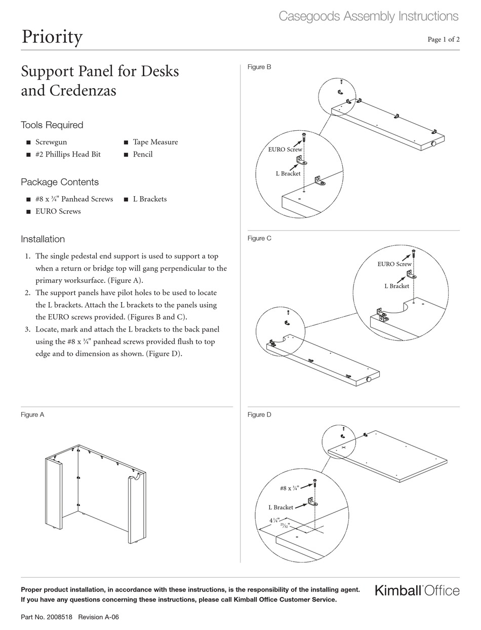KIMBALL OFFICE CASEGOODS PRIORITY ASSEMBLY INSTRUCTIONS Pdf Download ManualsLib
