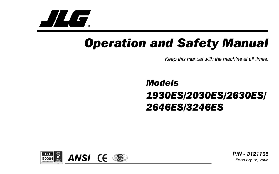 JLG 1930ES OPERATION AND SAFETY MANUAL Pdf Download ManualsLib