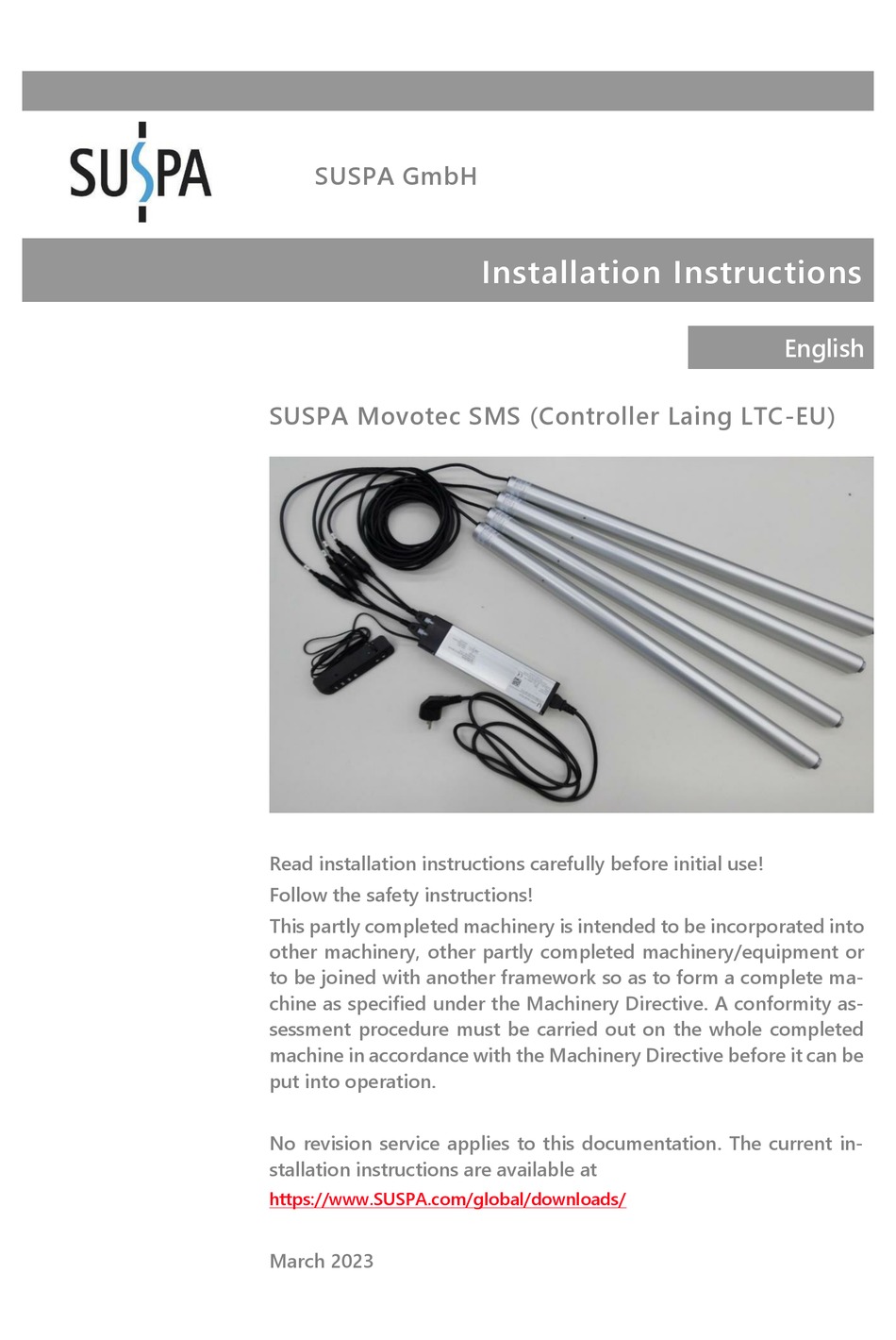 SUSPA MOVOTEC SMS INSTALLATION INSTRUCTIONS MANUAL Pdf Download