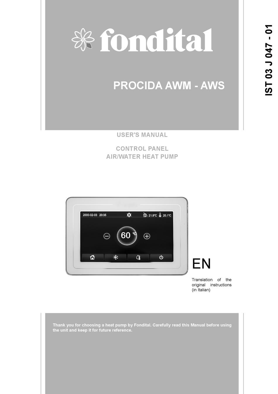 FONDITAL PROCIDA AWM USER MANUAL Pdf Download | ManualsLib