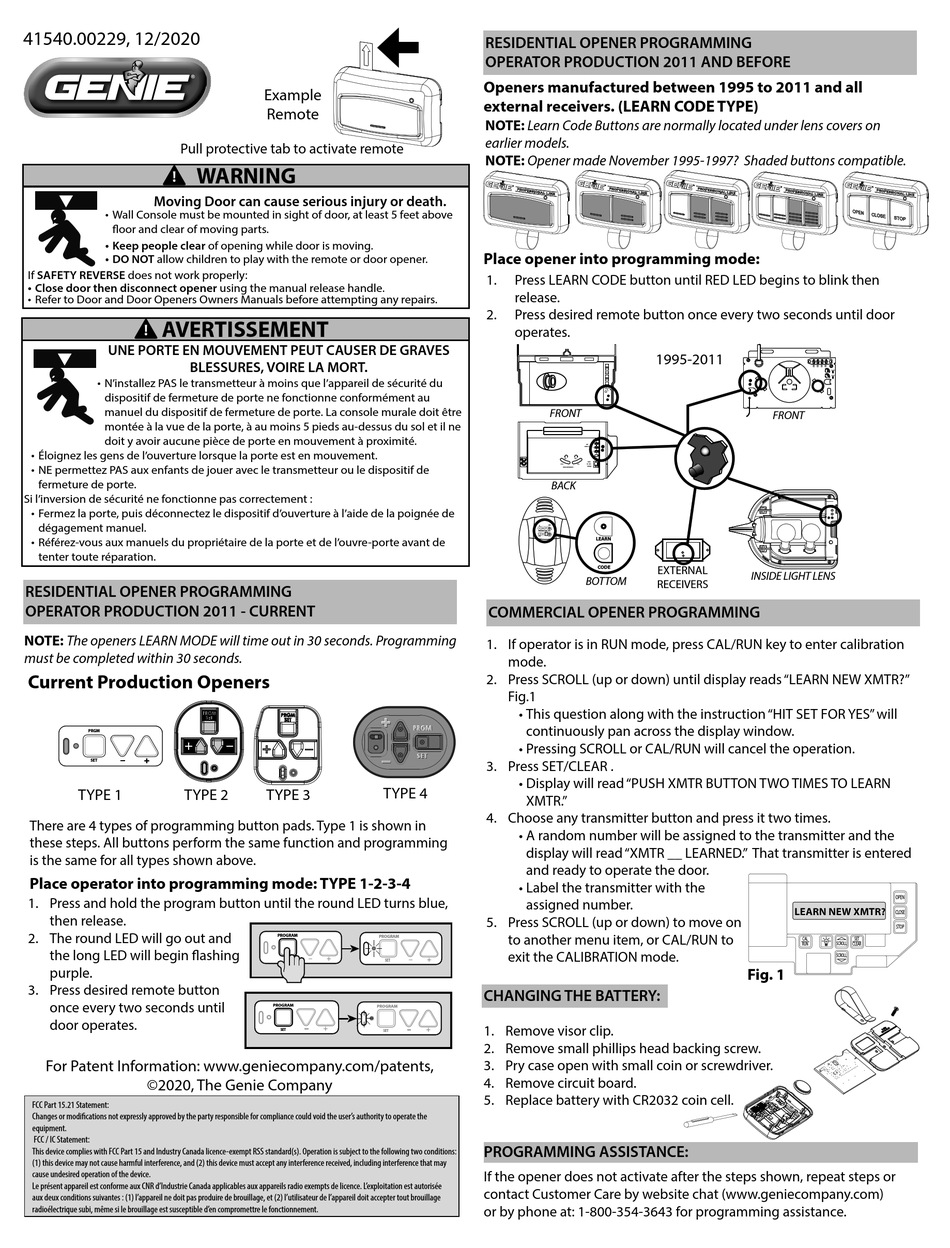 GENIE 110745 INSTRUCTIONS Pdf Download ManualsLib
