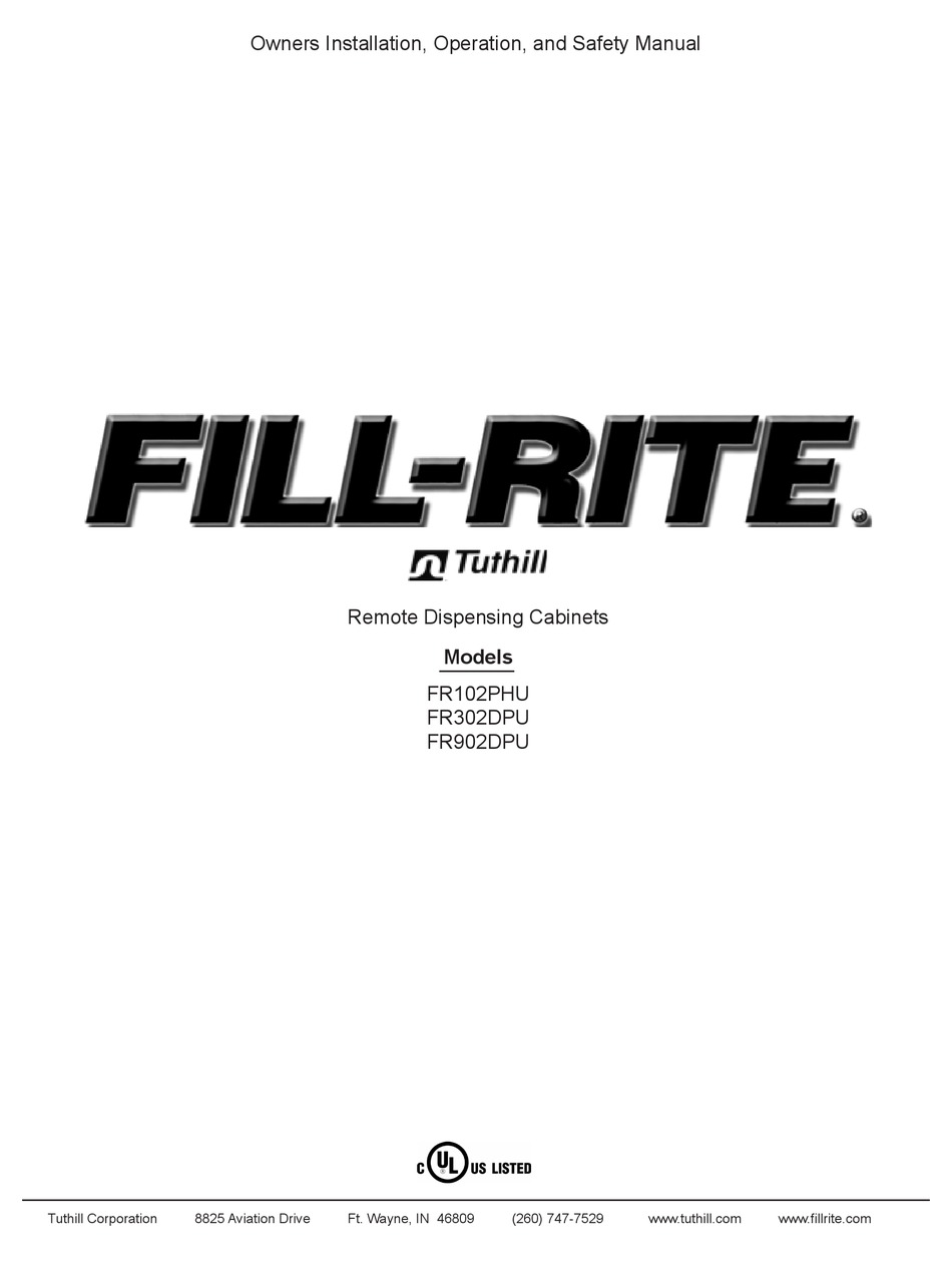 TUTHILL FILLRITE FR102PHU OWNERS INSTALLATION, OPERATION, AND SAFETY MANUAL Pdf Download