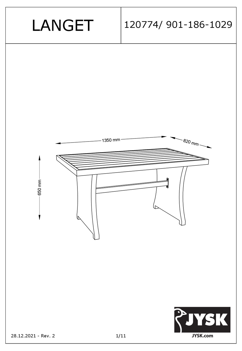 JYSK LANGET 120774 MANUAL Pdf Download ManualsLib