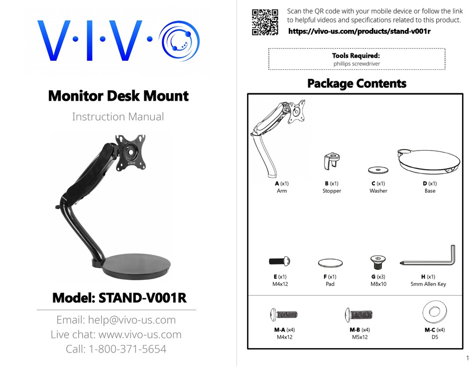 VIVO STAND-V001R INSTRUCTION MANUAL Pdf Download | ManualsLib