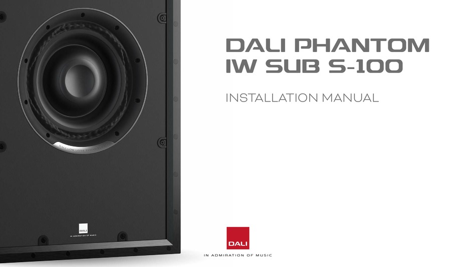 DALI PHANTOM IW SUB S100 INSTALLATION MANUAL Pdf Download ManualsLib