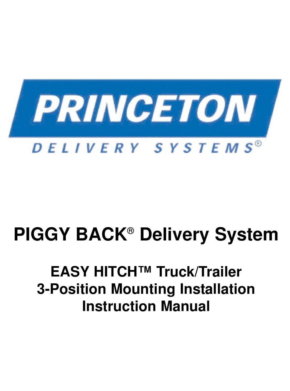 PRINCETON PIGGY BACK EASY HITCH INSTRUCTION MANUAL Pdf Download