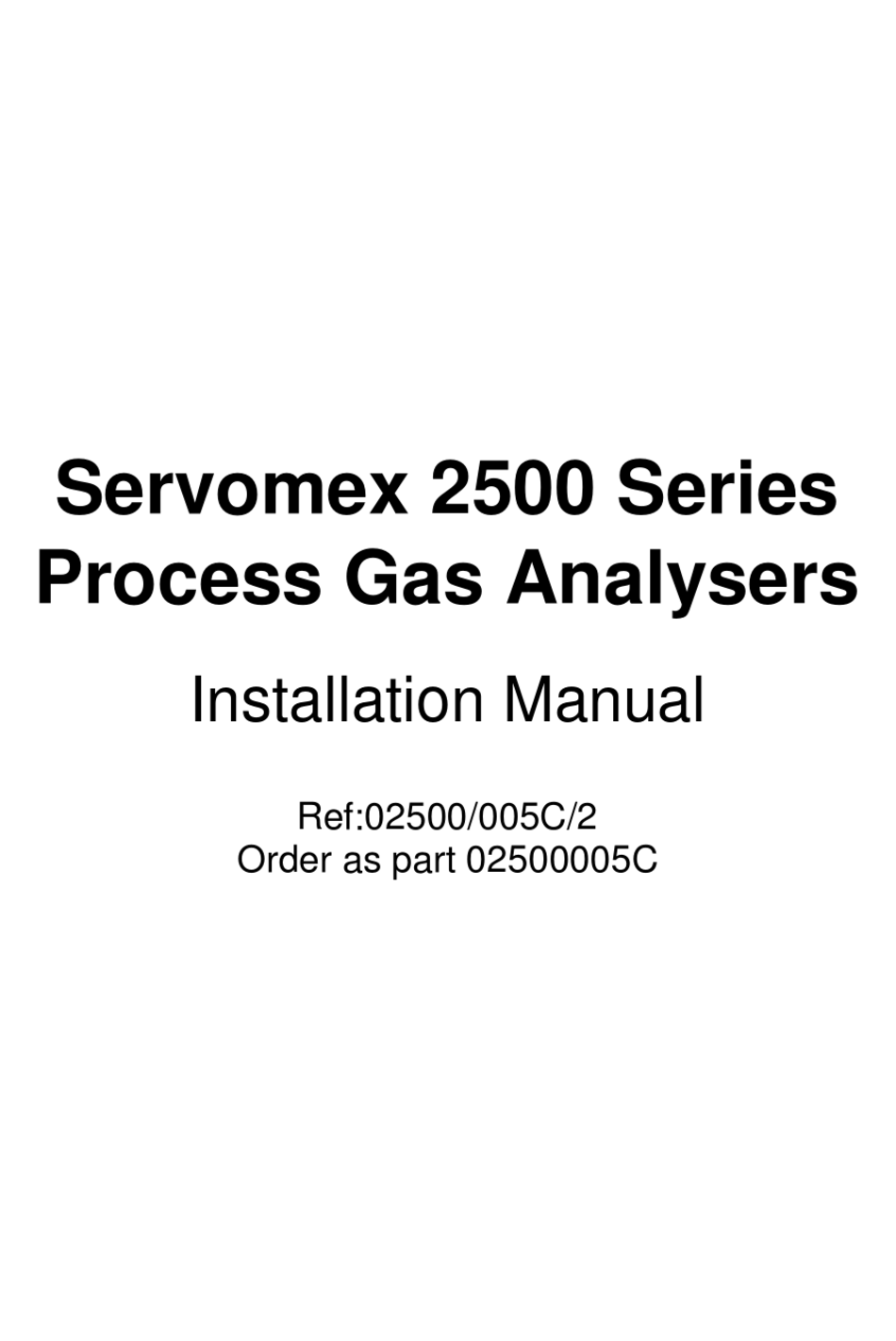 SERVOMEX 2500 SERIES INSTALLATION MANUAL Pdf Download ManualsLib
