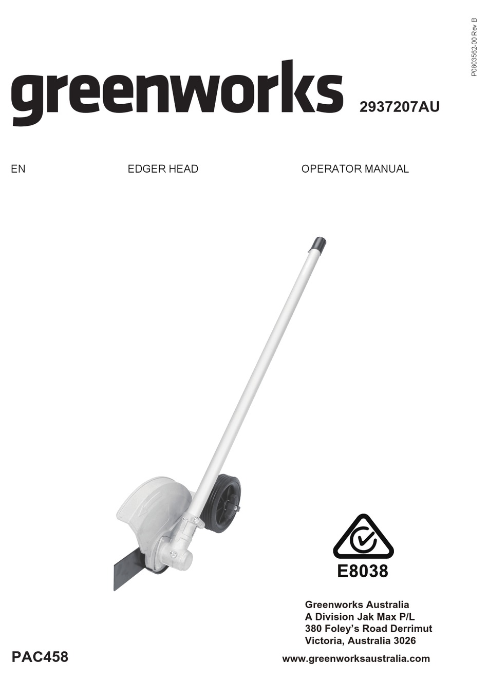 GREENWORKS 60V PRO SERIES OPERATOR