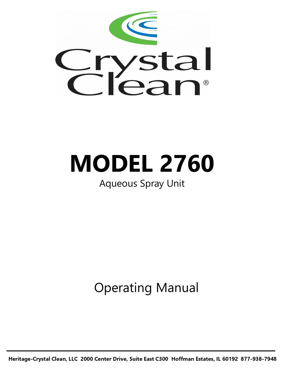 CRYSTAL CLEAN 2760 OPERATING MANUAL Pdf Download ManualsLib
