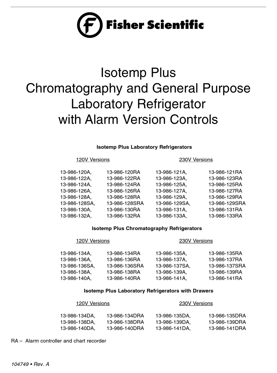 FISHER SCIENTIFIC ISOTEMP PLUS 13986120A MANUAL Pdf Download ManualsLib