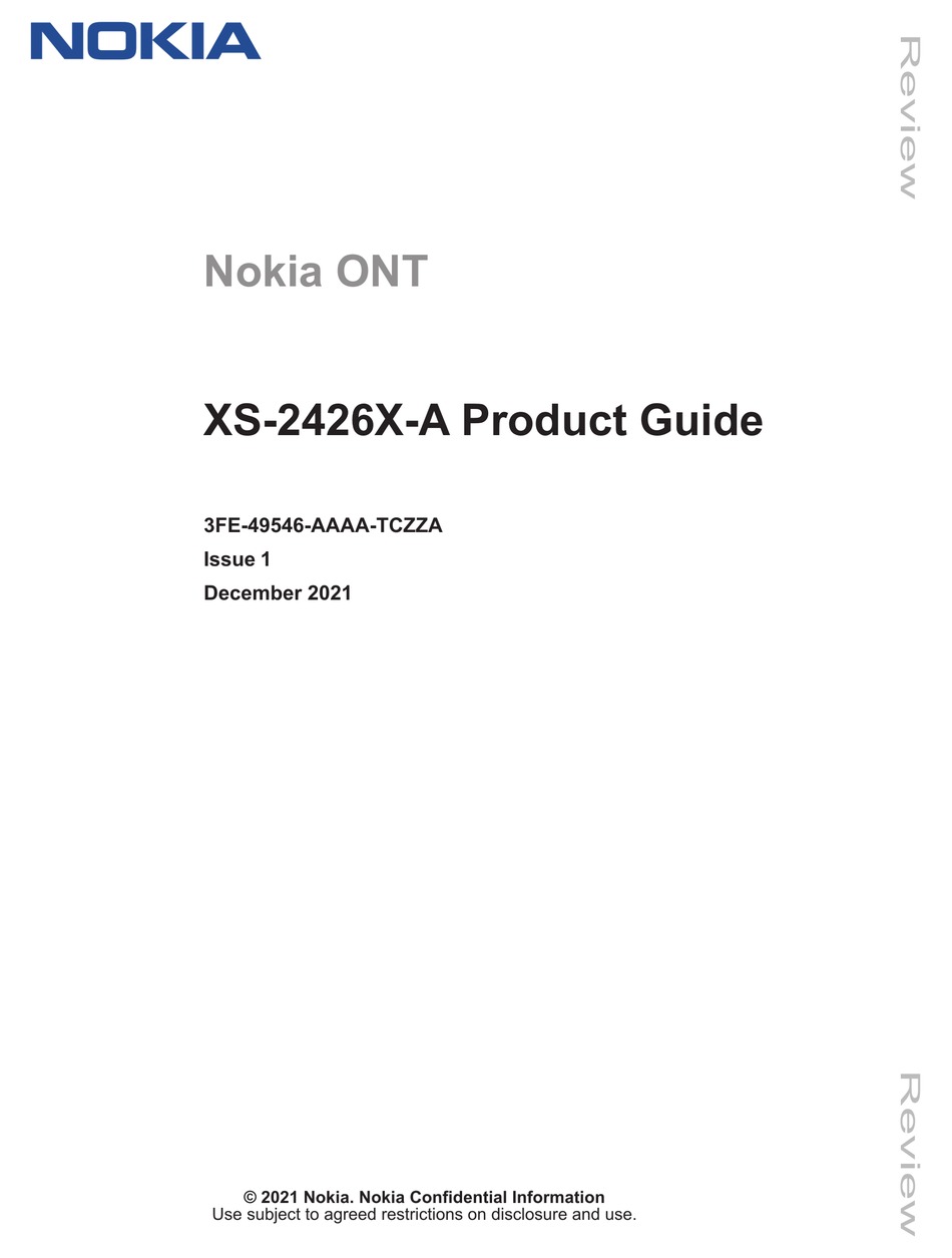 NOKIA ONT XS-2426X-A PRODUCT MANUAL Pdf Download | ManualsLib