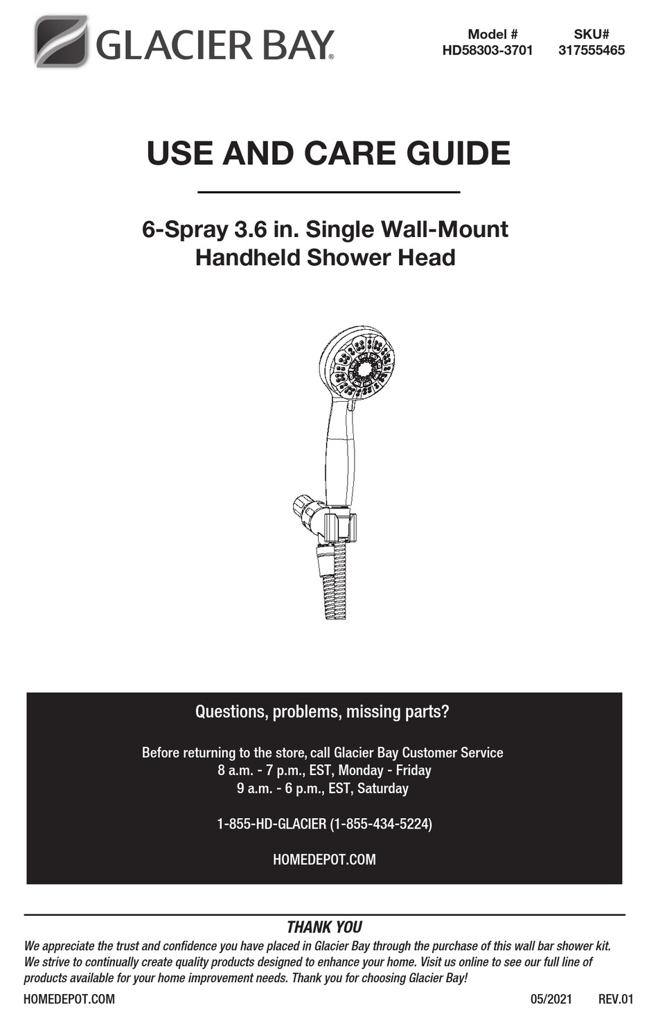 GLACIER BAY HD583033701 USE AND CARE MANUAL Pdf Download ManualsLib