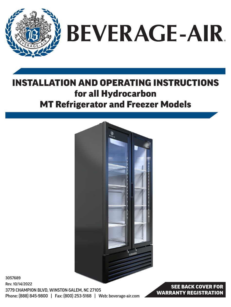 BEVERAGEAIR MT SERIES INSTALLATION AND OPERATING INSTRUCTIONS MANUAL