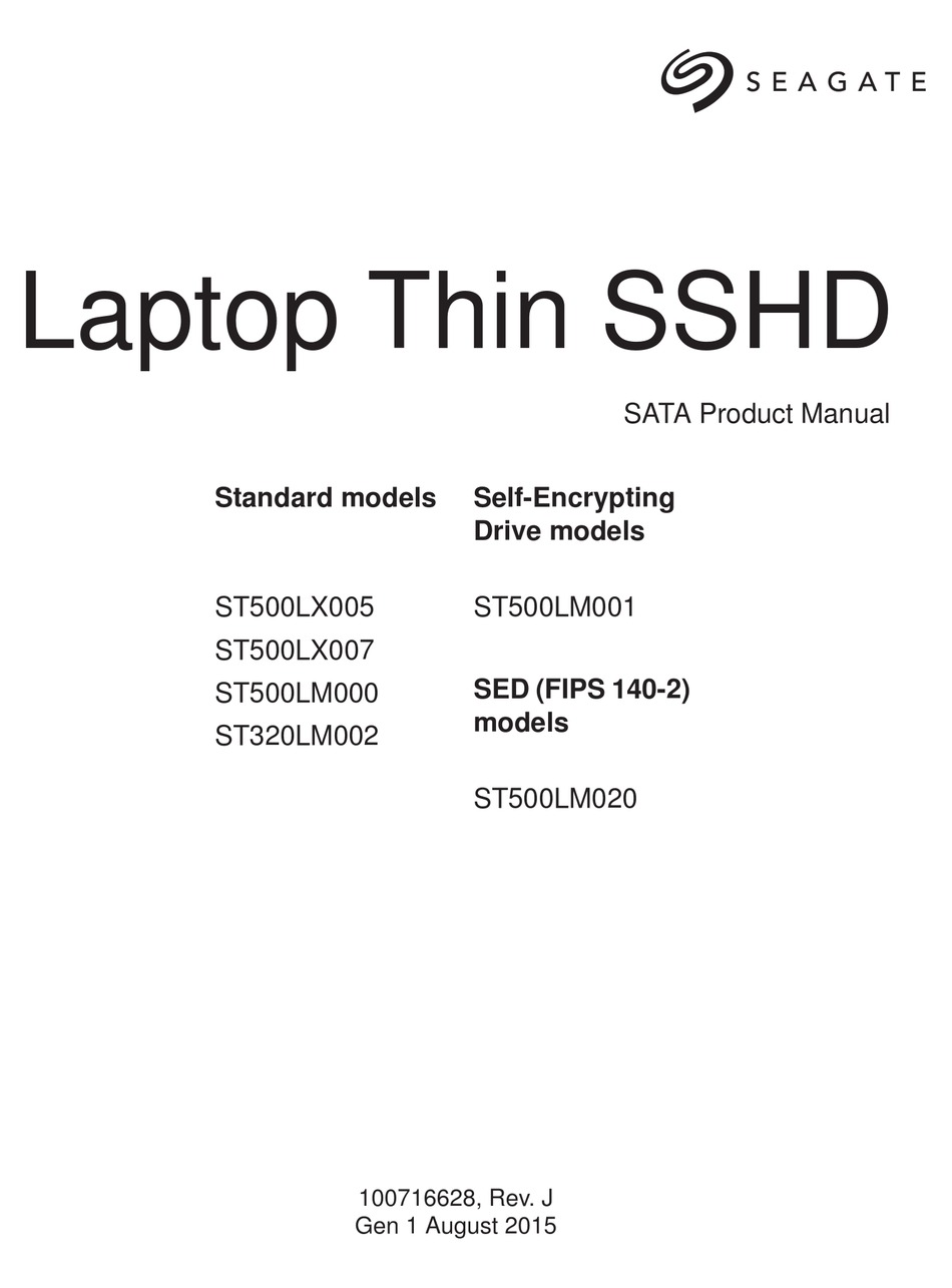 SEAGATE ST500LX005 PRODUCT MANUAL Pdf Download | ManualsLib