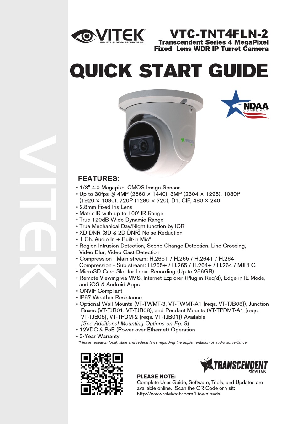 VITEK TRANSCENDENT VTCTNT4FLN2 QUICK START MANUAL Pdf Download
