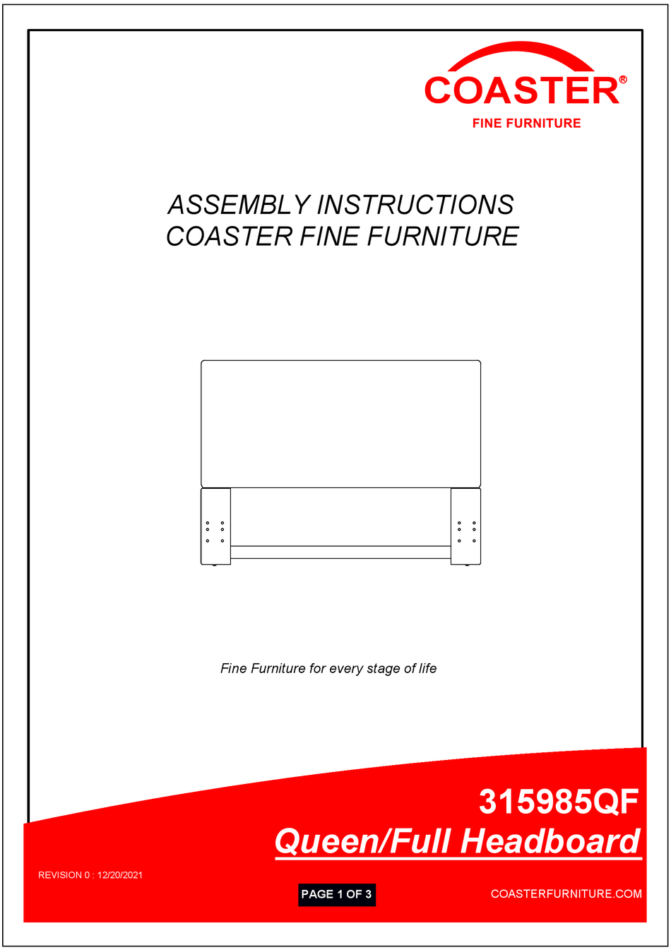 COASTER 315985QF ASSEMBLY INSTRUCTIONS Pdf Download ManualsLib