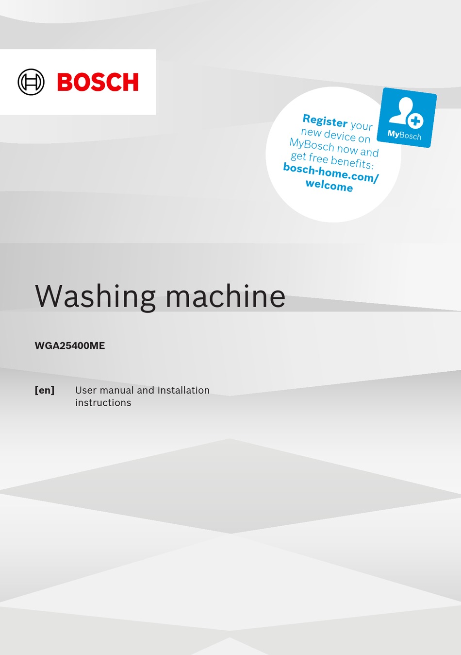 BOSCH WGA25400ME USER MANUAL AND INSTALLATION INSTRUCTIONS Pdf Download ...