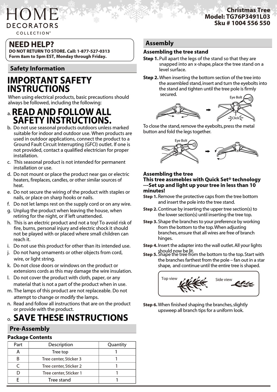 HOME DECORATORS COLLECTION TG76P3491L03 INSTRUCTIONS Pdf Download