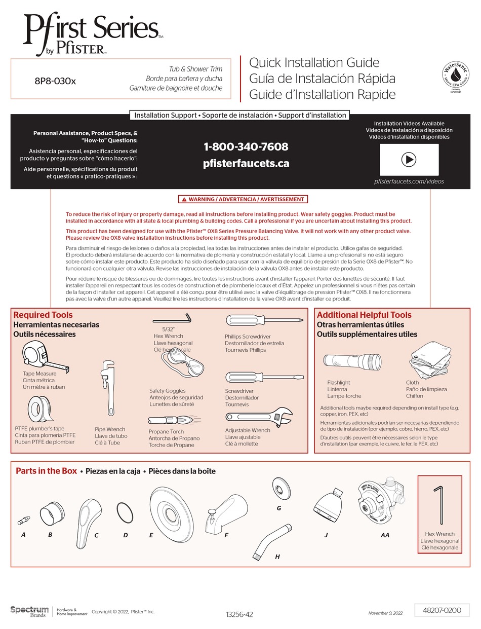 Pfister Pfirst P Series Quick Installation Manual Pdf Download