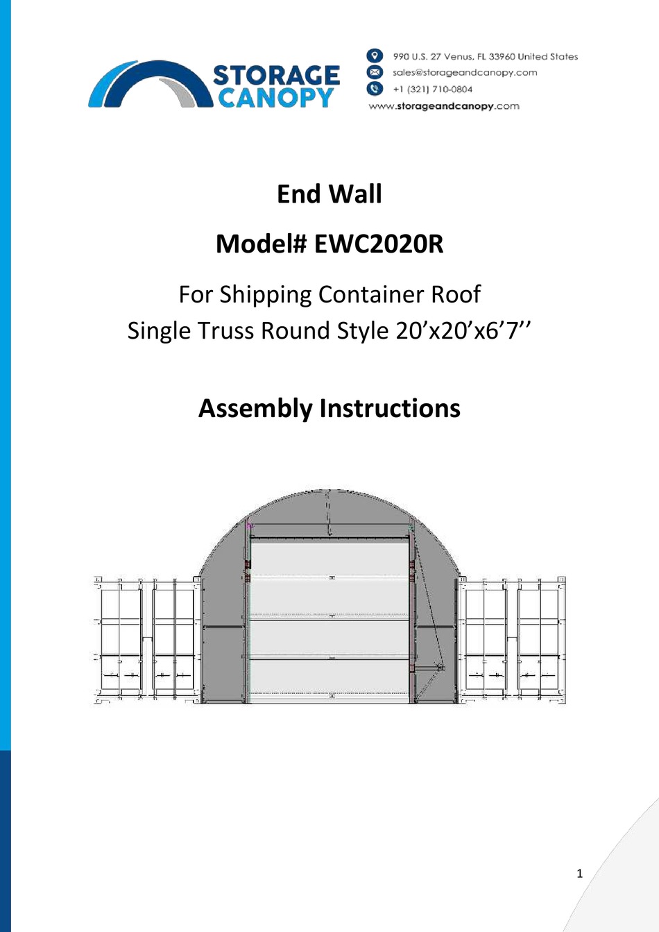 STORAGE CANOPY EWC2020R ASSEMBLY INSTRUCTIONS MANUAL Pdf Download