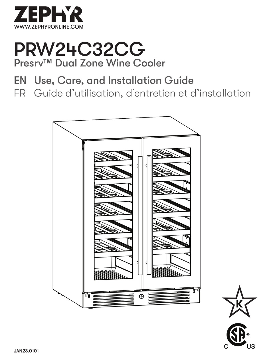 ZEPHYR PRESRV PRW24C32CG USE, CARE AND INSTALLATION MANUAL Pdf Download ManualsLib