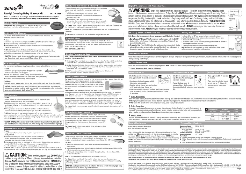 SAFETY 1ST READY! GROWING BABY NURSERY KIT QUICK START MANUAL Pdf