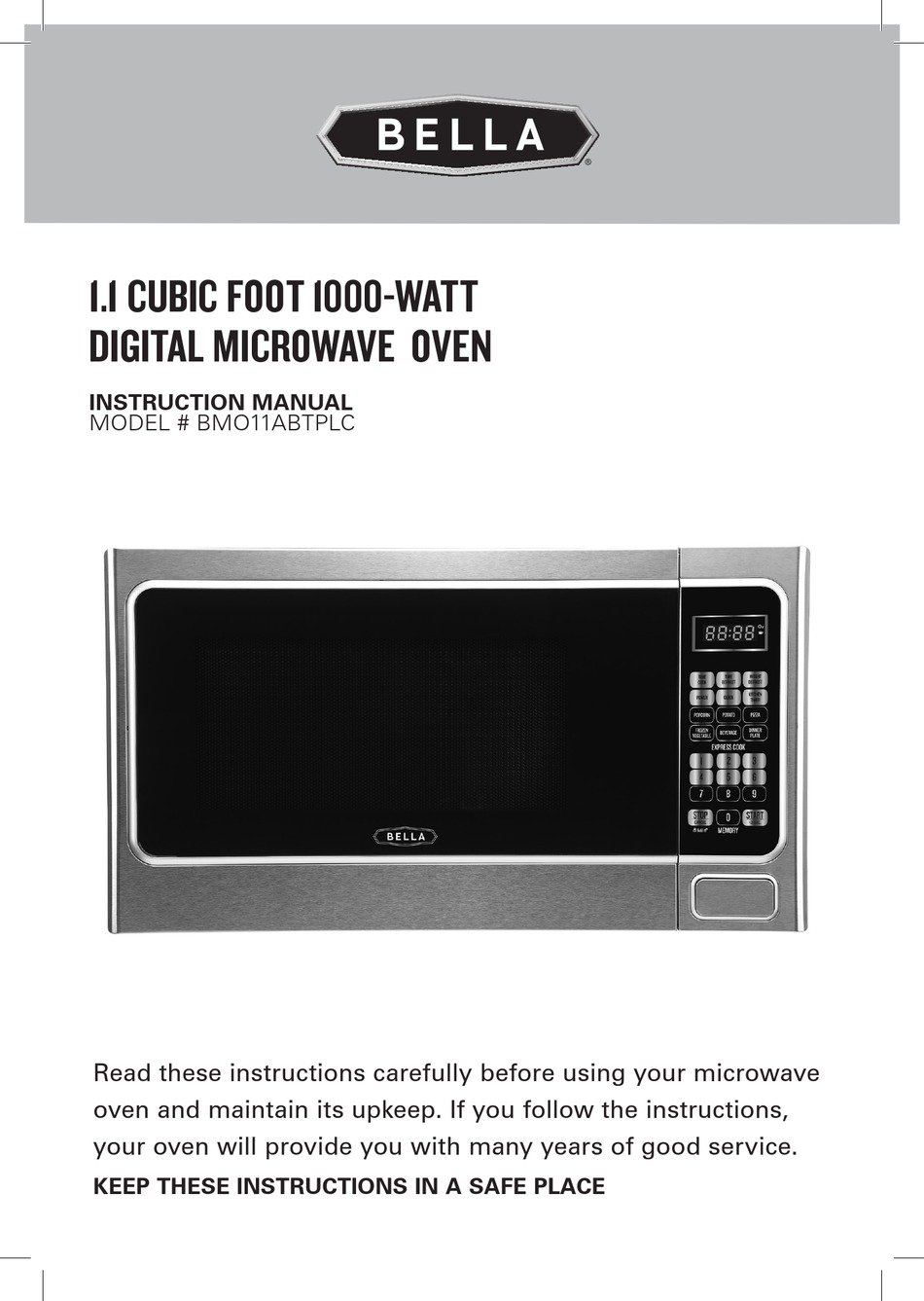 BELLA BMO11ABTPLC INSTRUCTION MANUAL Pdf Download ManualsLib