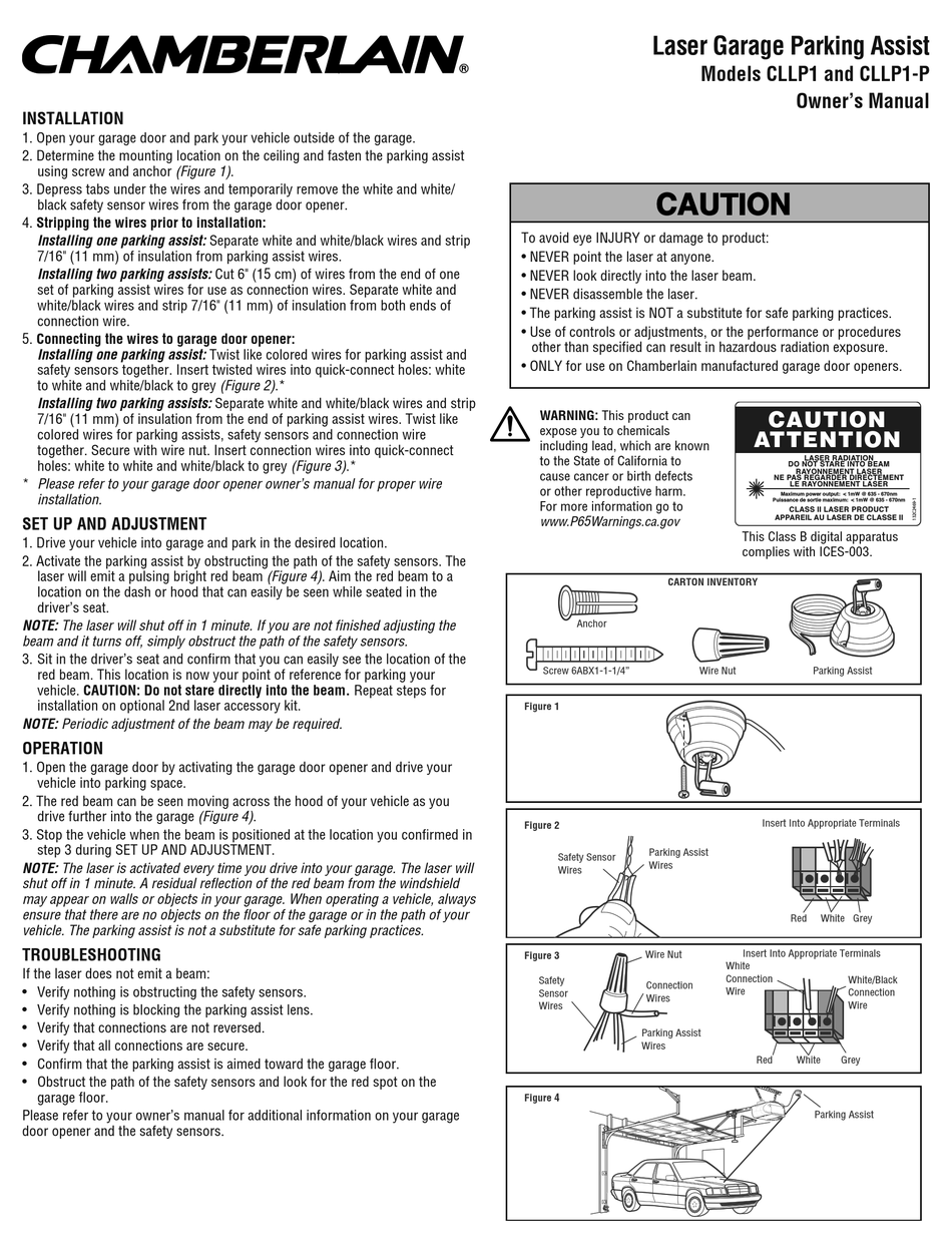 CHAMBERLAIN CLLP1-P OWNER'S MANUAL Pdf Download | ManualsLib