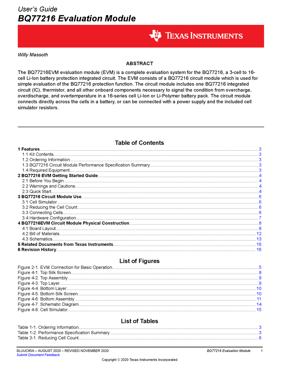 TEXAS INSTRUMENTS BQ77216 USER MANUAL Pdf Download | ManualsLib