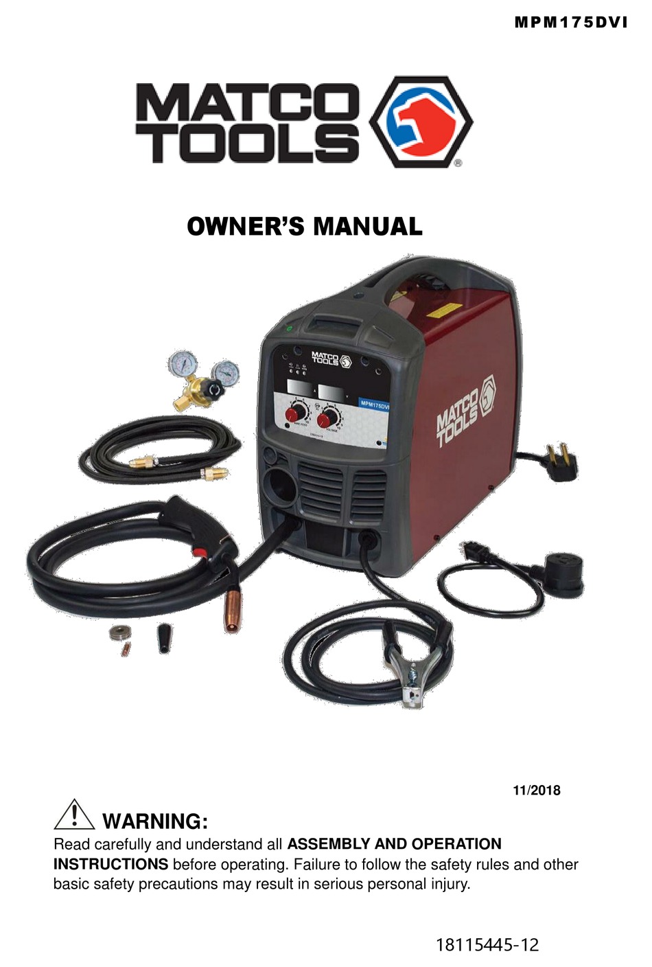 MATCO TOOLS MPM175DVI OWNER