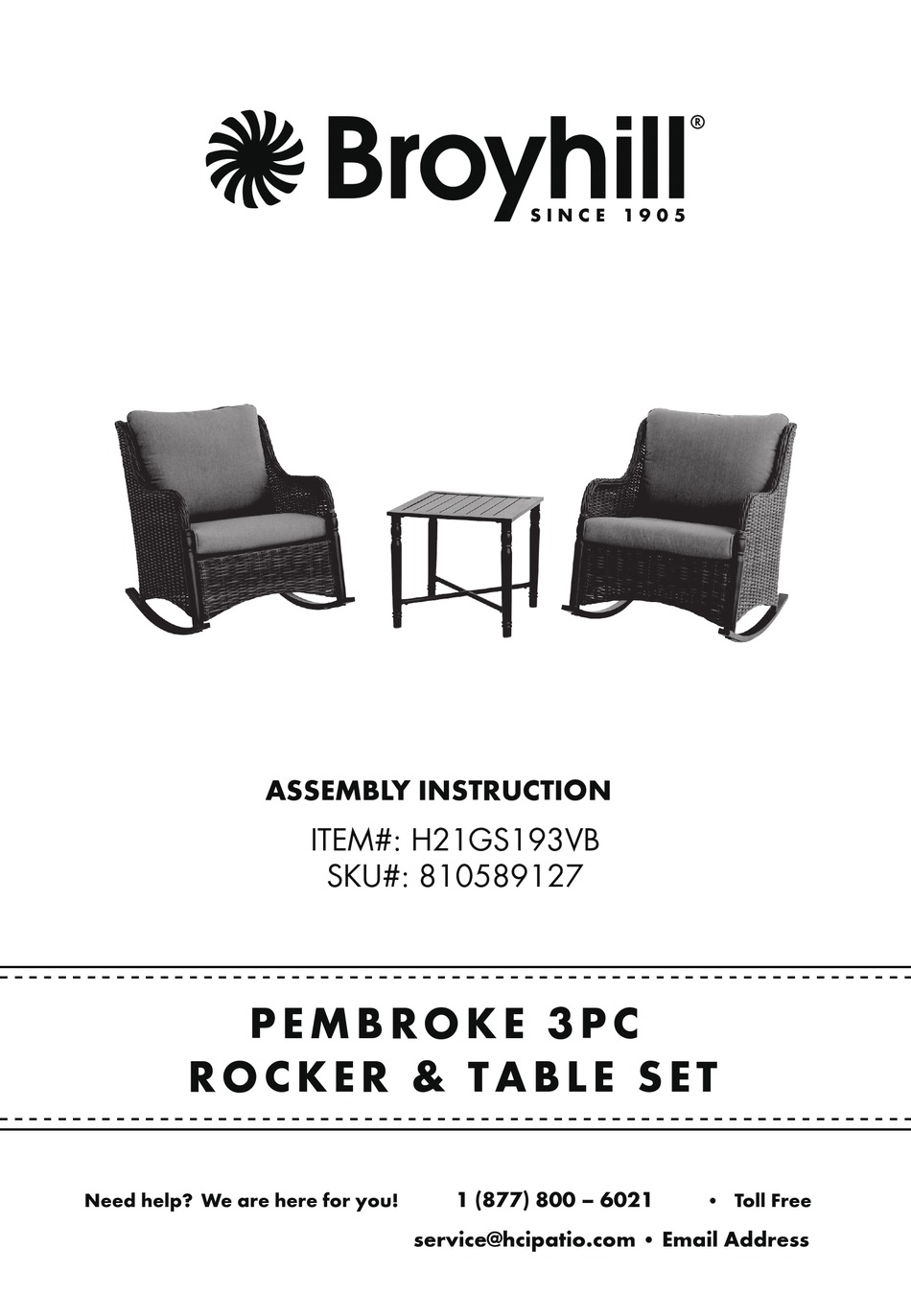 BROYHILL PEMBROKE H21GS193VB ASSEMBLY INSTRUCTION MANUAL Pdf Download