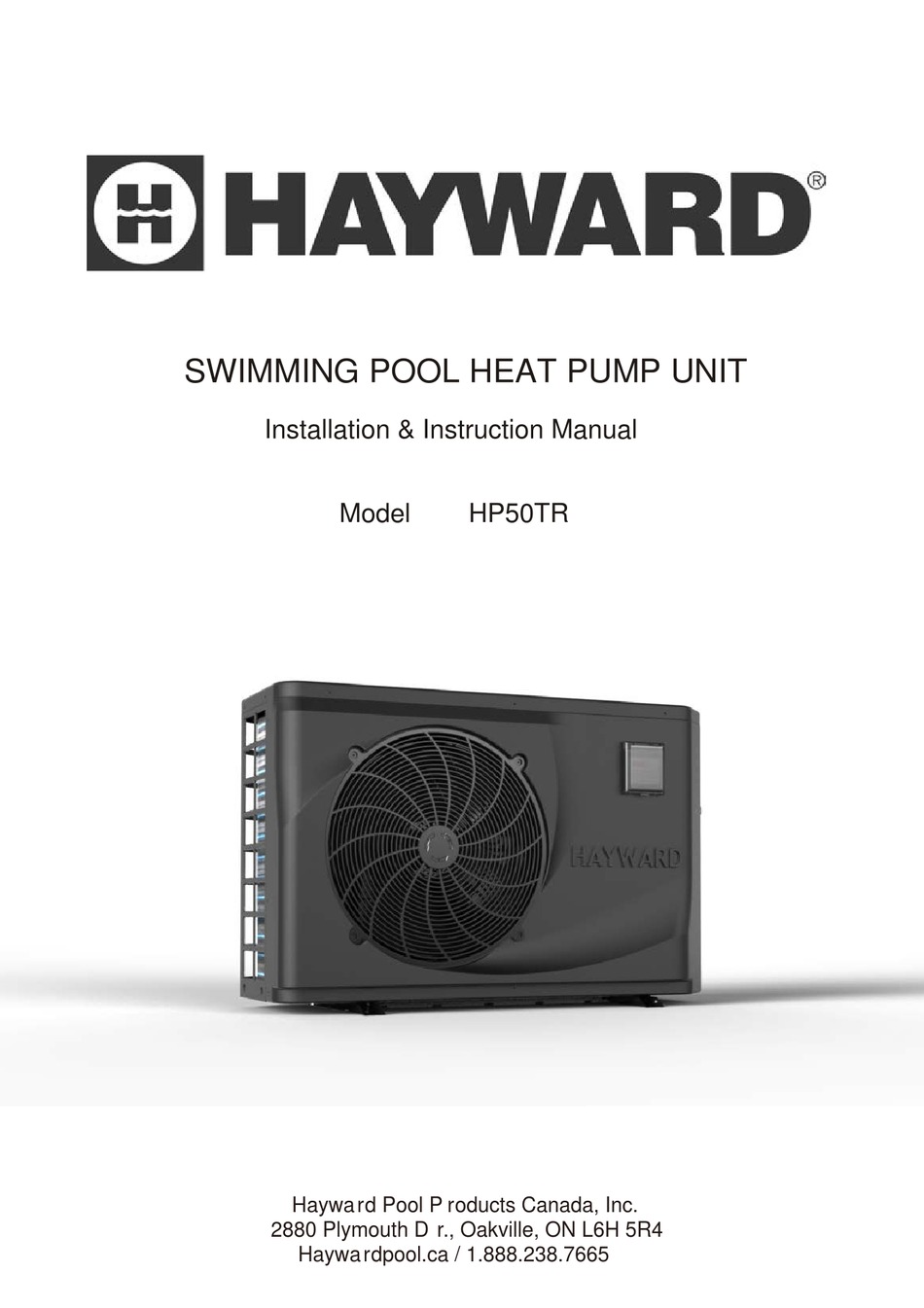 HAYWARD POOL PRODUCTS HP50TR INSTALLATION INSTRUCTIONS MANUAL Pdf