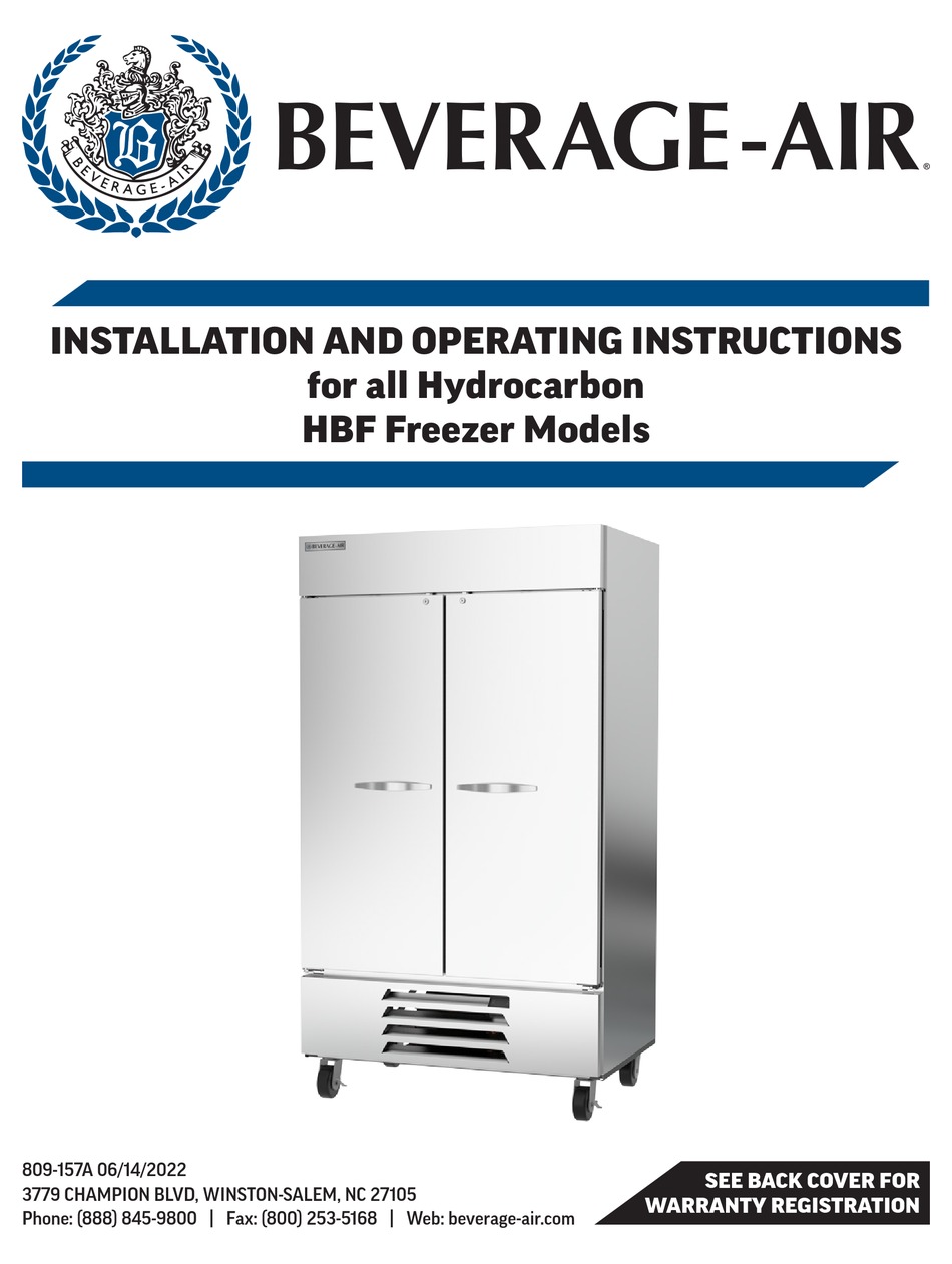 BEVERAGEAIR HBF19HC1 INSTALLATION AND OPERATING INSTRUCTIONS MANUAL