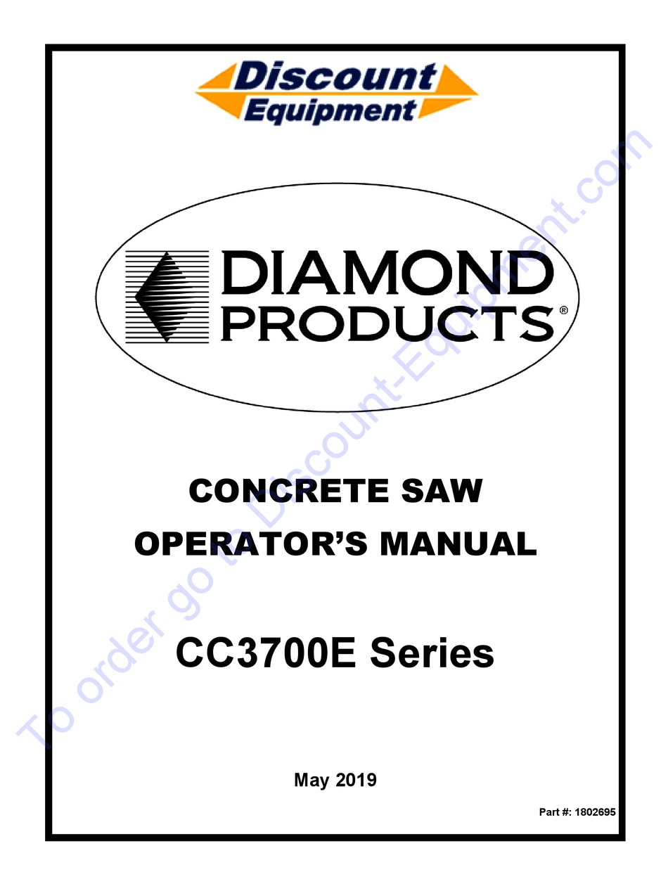 DIAMOND PRODUCTS CC3725E336 OPERATOR'S MANUAL Pdf Download ManualsLib