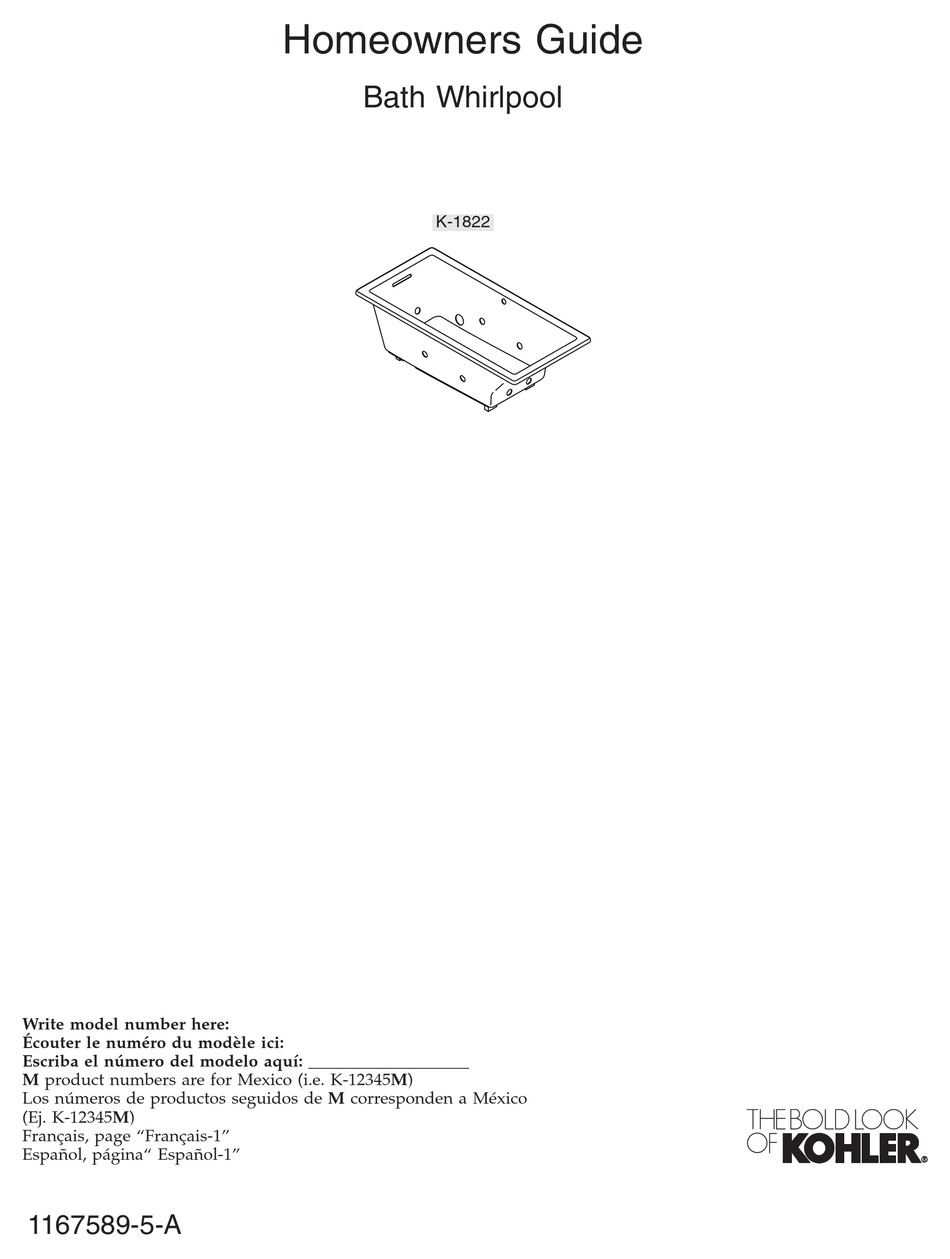 KOHLER K 1822 HOMEOWNER S MANUAL Pdf Download ManualsLib   Kohler K 1822 