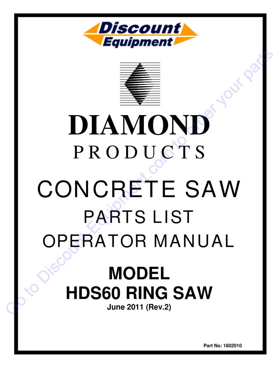DIAMOND PRODUCTS HDS60 OPERATOR'S MANUAL Pdf Download ManualsLib