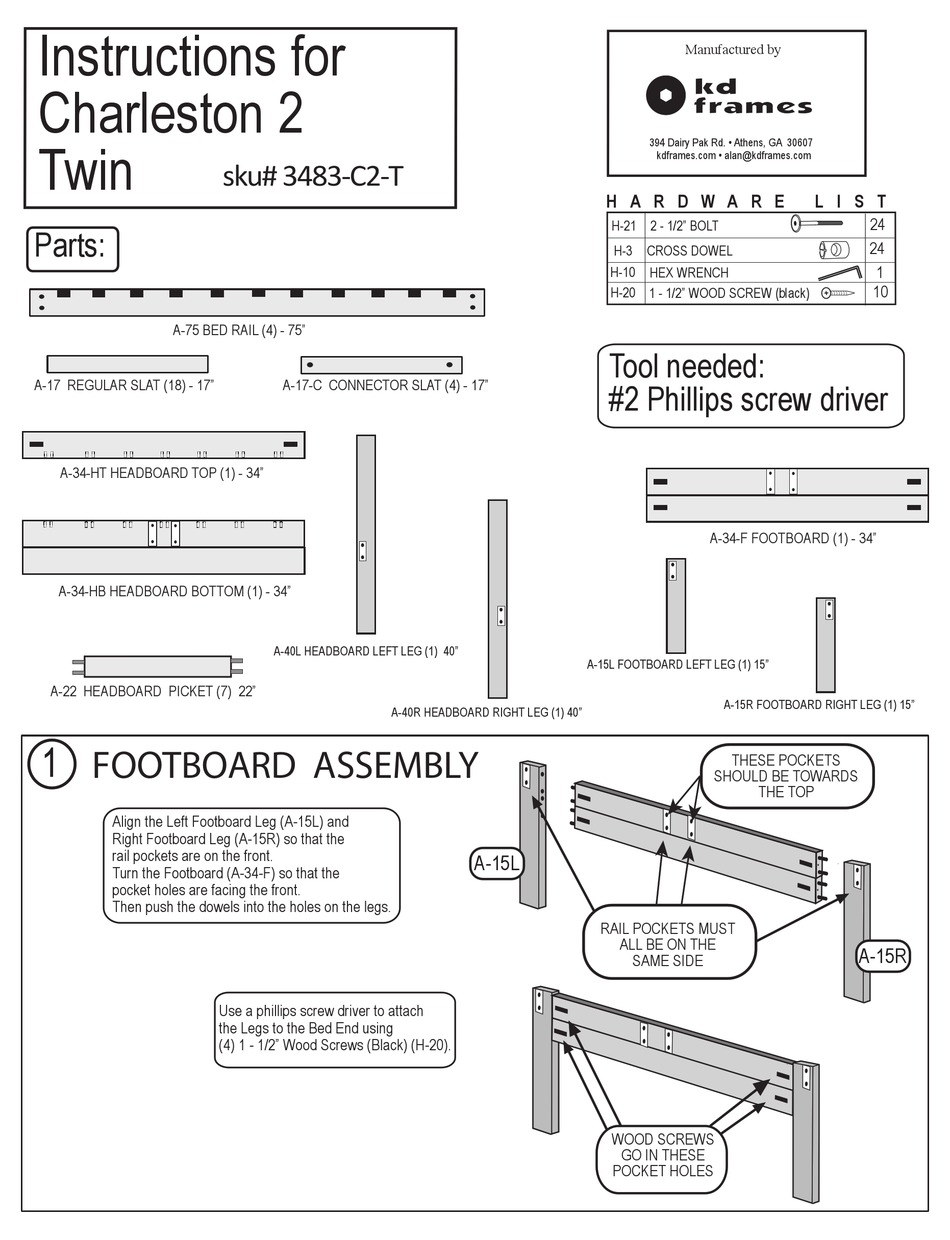 KD FRAMES CHARLESTON 2 TWIN INSTRUCTIONS Pdf Download ManualsLib