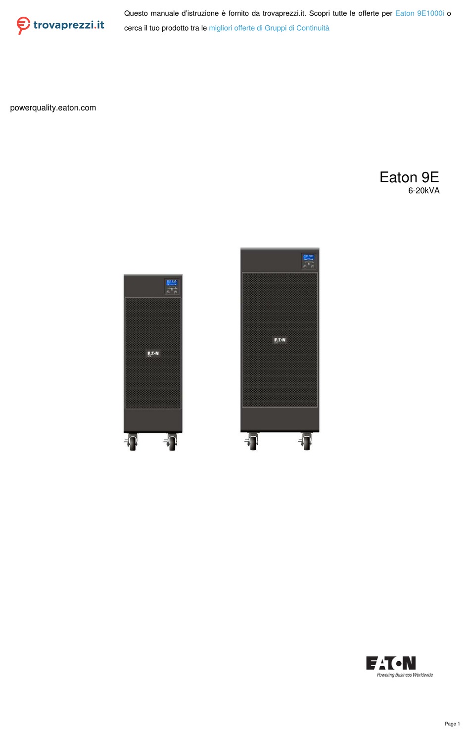 EATON 9E1000I MANUAL Pdf Download ManualsLib