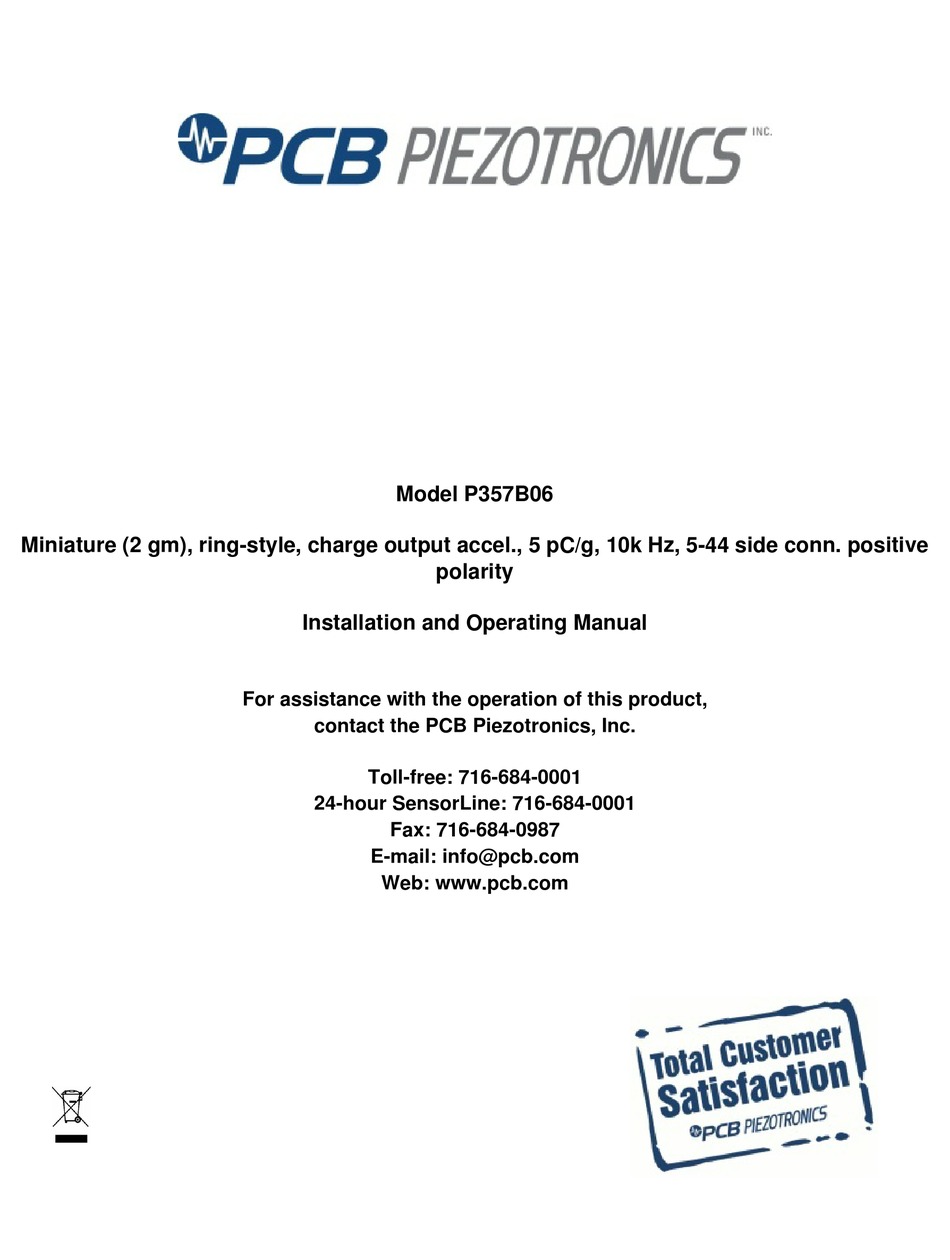 PCB PIEZOTRONICS P357B06 INSTALLATION AND OPERATING MANUAL Pdf Download ...