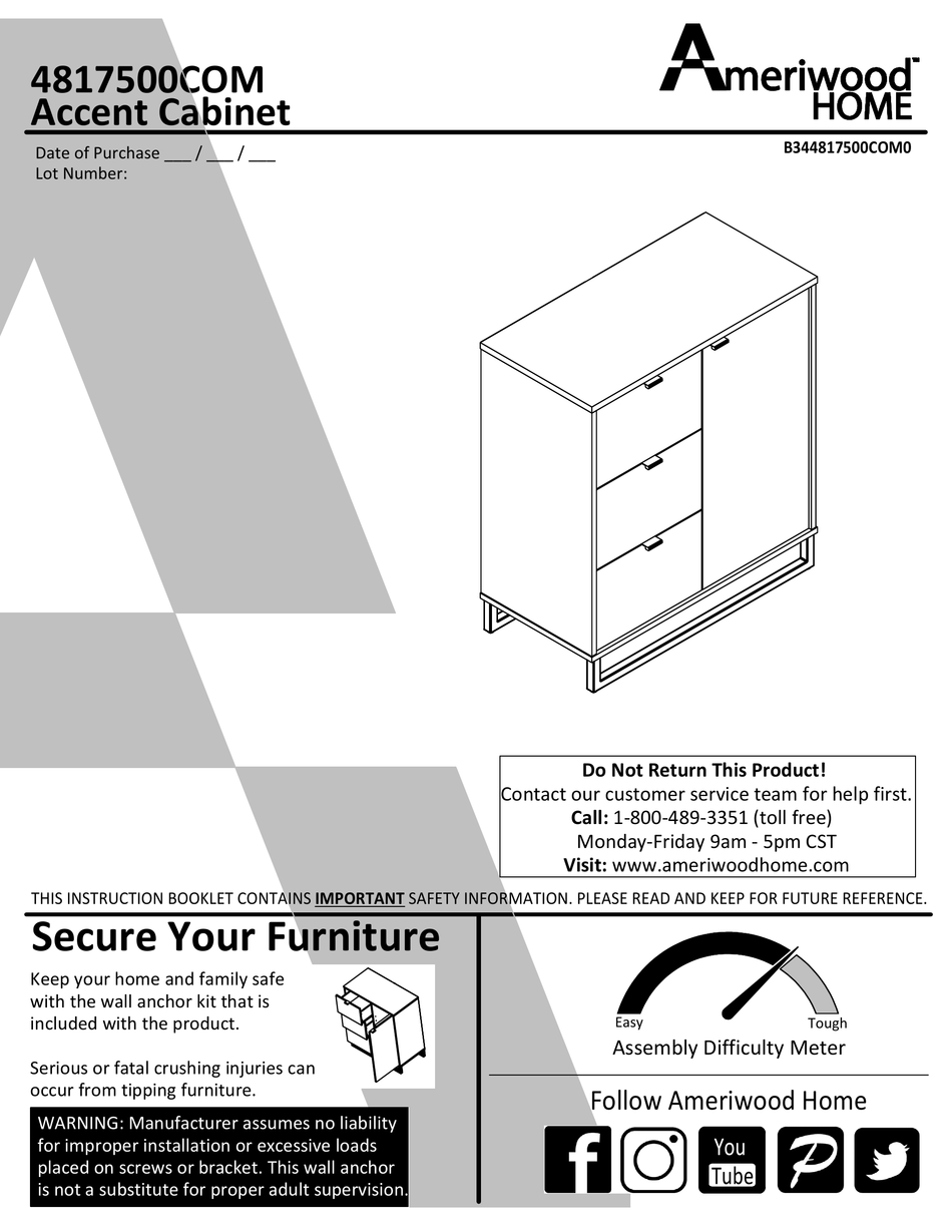 AMERIWOOD HOME ASSEMBLY INSTRUCTIONS MANUAL Pdf Download