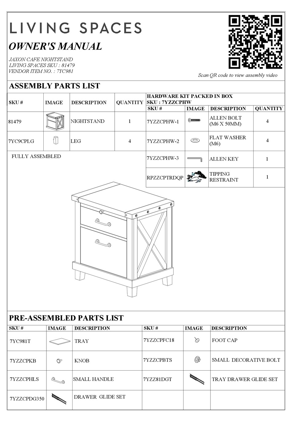 LIVING SPACES JAXON 81479 OWNER'S MANUAL Pdf Download ManualsLib