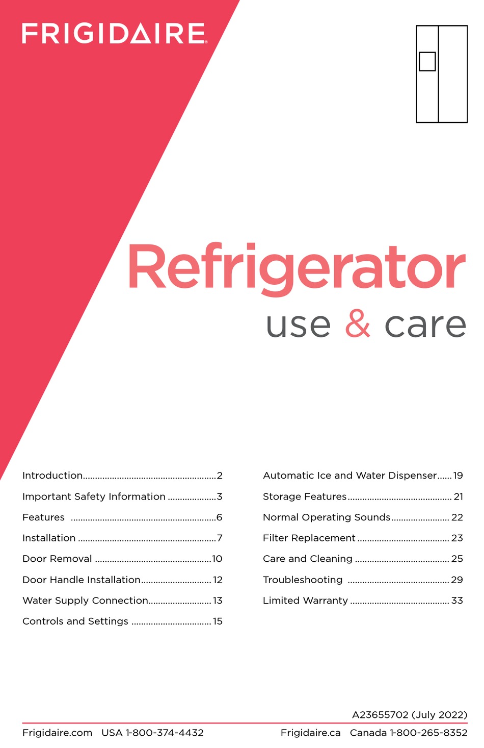 FRIGIDAIRE PRSC2222AF USE & CARE MANUAL Pdf Download ManualsLib
