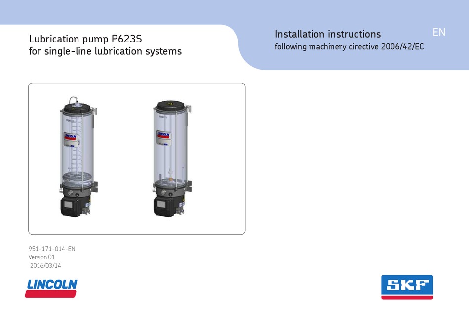 SKF LINCOLN P623S INSTALLATION INSTRUCTIONS MANUAL Pdf Download