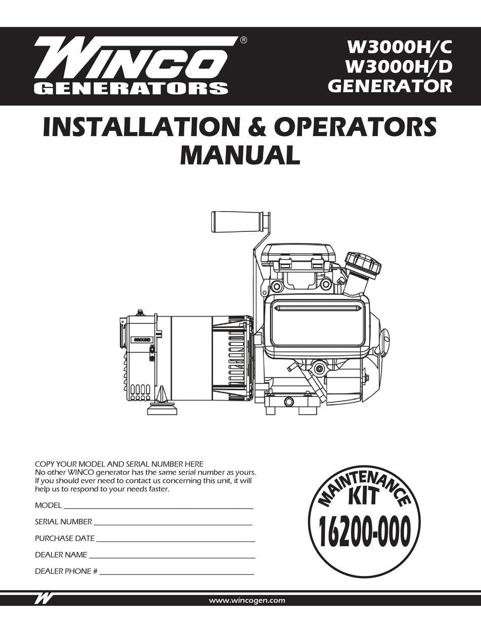 WINCO W3000H/D INSTALLATION & OPERATOR'S MANUAL Pdf Download | ManualsLib