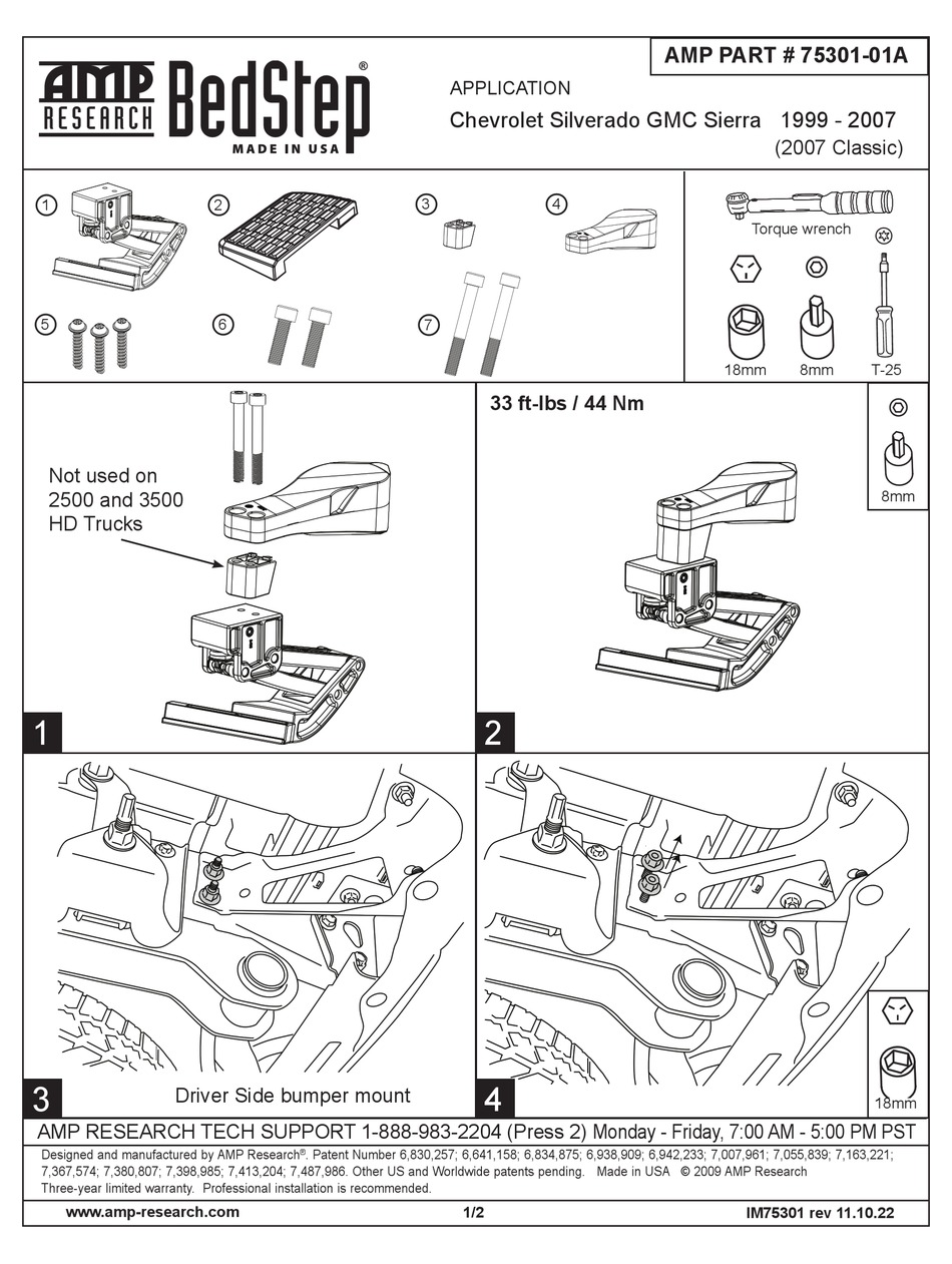 AMP RESEARCH BEDSTEP 75301-01A INSTRUCTIONS Pdf Download | ManualsLib