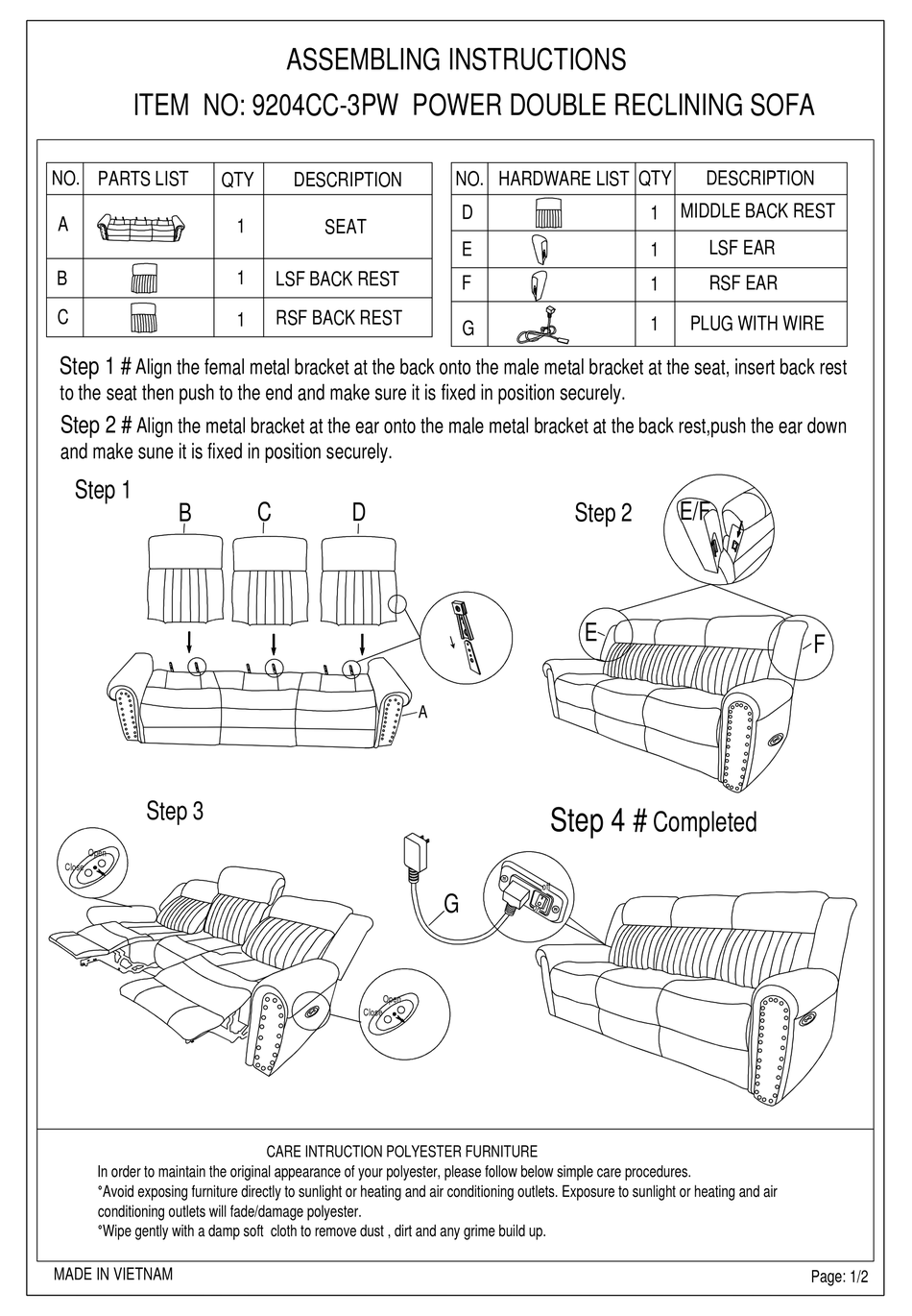MAZIN FURNITURE 9204CC3PW ASSEMBLING INSTRUCTIONS Pdf Download