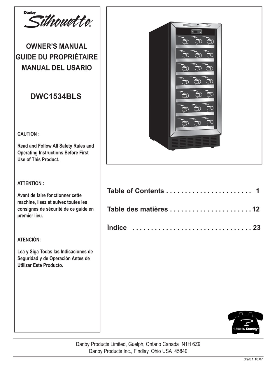 DANBY SILHOUETTE DWC1534 OWNER'S MANUAL Pdf Download ManualsLib