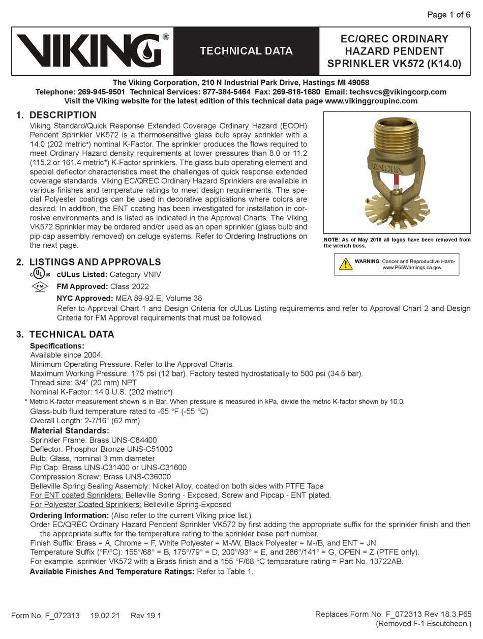 VIKING VK572 TECHNICAL DATA MANUAL Pdf Download | ManualsLib